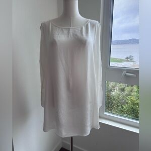 Eileen Fisher 100% silk white sleeveless blouse L Large